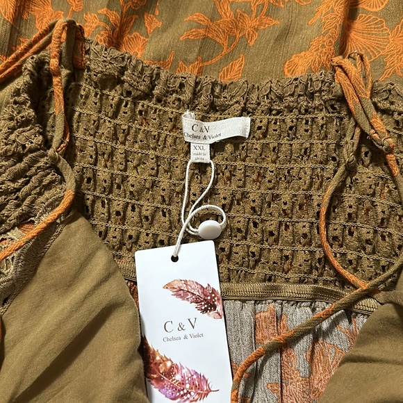 Lace Bodice Smocked Back Slip Dress - Picture 3 of 9